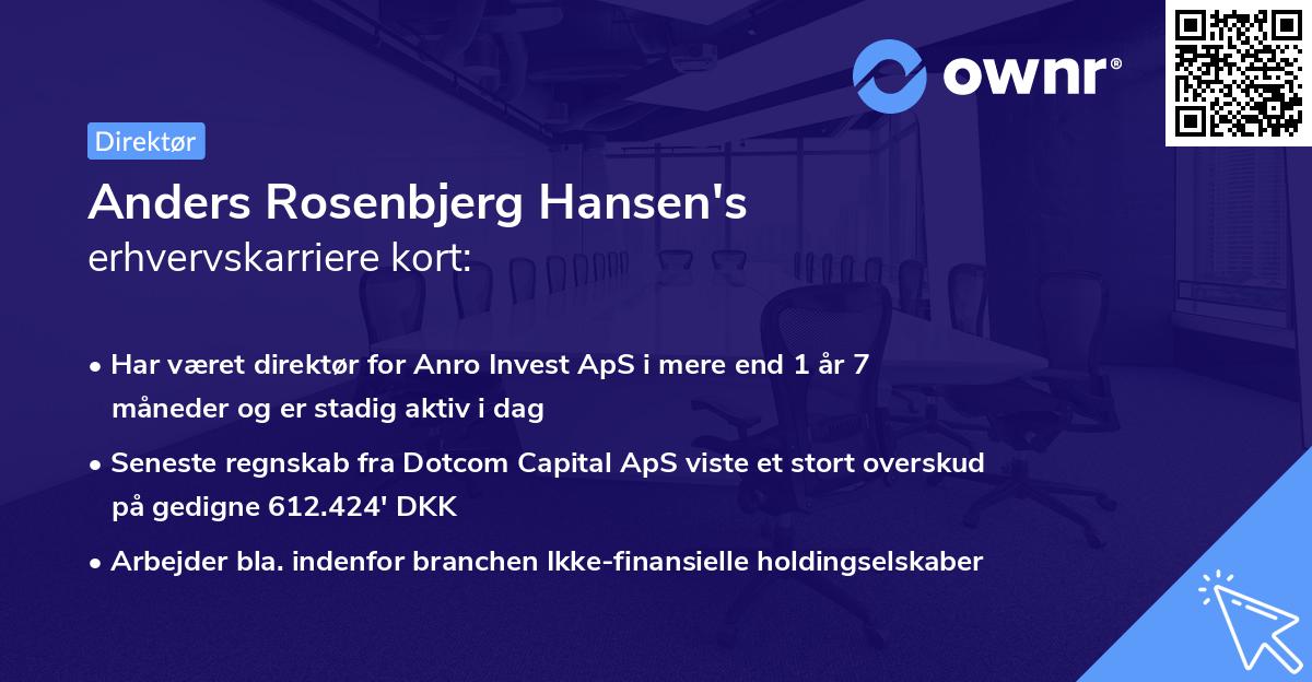 Anders Rosenbjerg Hansen's erhvervskarriere kort