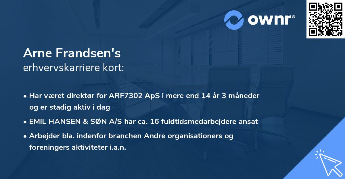 Arne Frandsen's erhvervskarriere kort