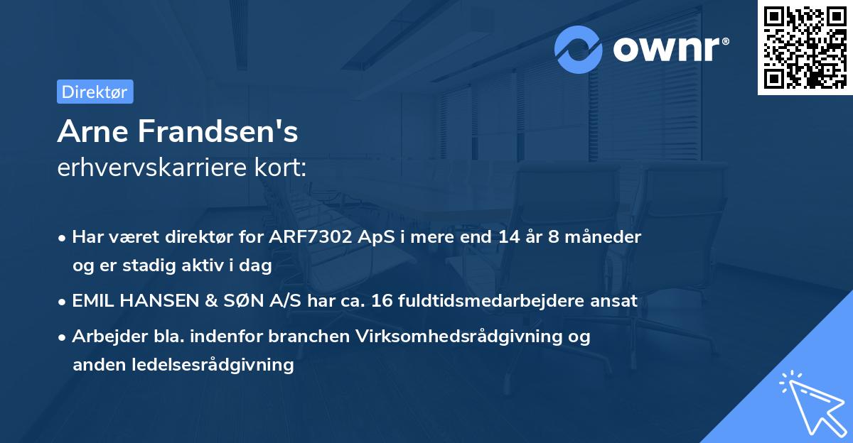 Arne Frandsen's erhvervskarriere kort