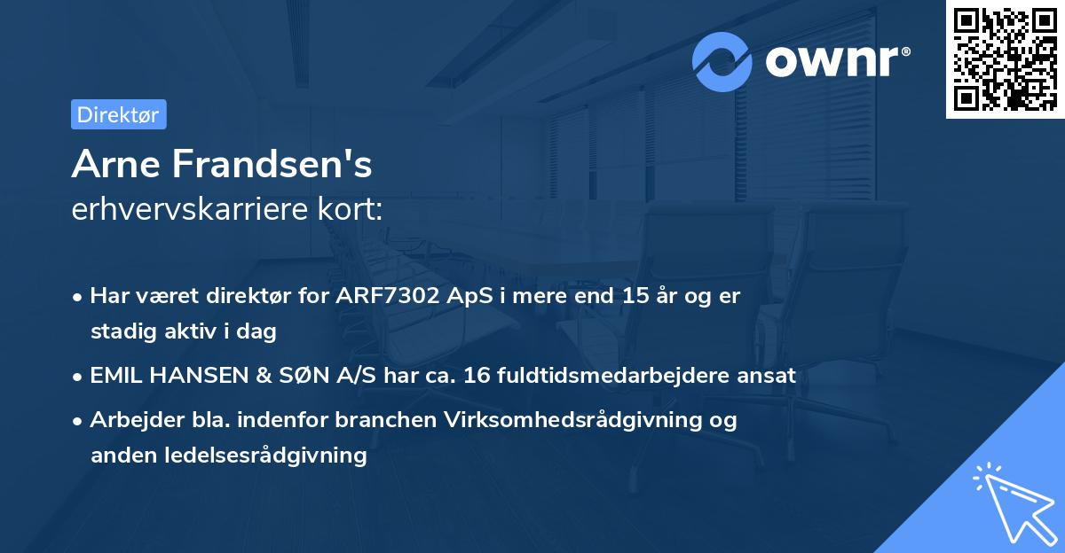 Arne Frandsen's erhvervskarriere kort