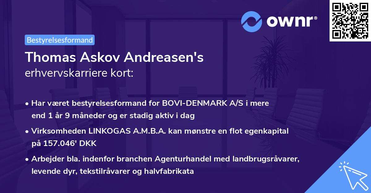Thomas Askov Andreasen's erhvervskarriere kort