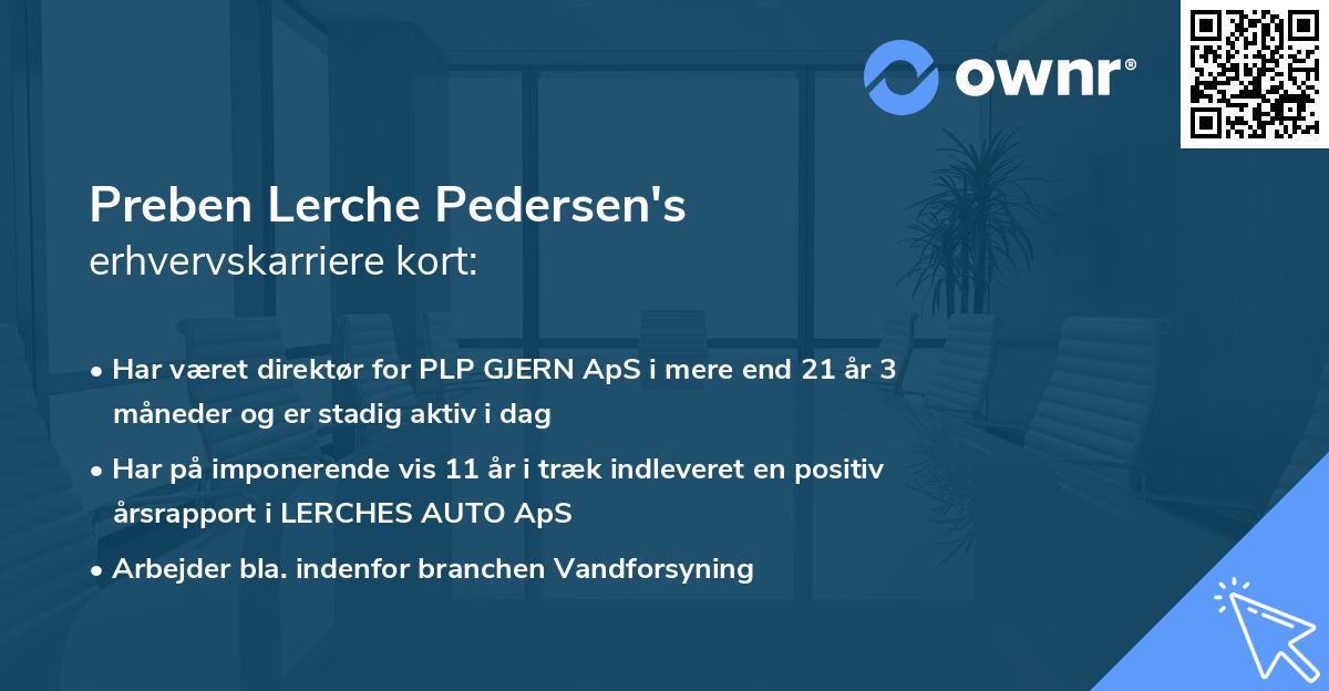 Preben Lerche Pedersen's erhvervskarriere kort