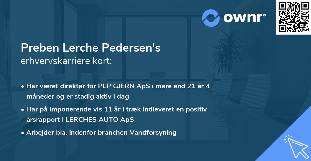 Preben Lerche Pedersen's erhvervskarriere kort