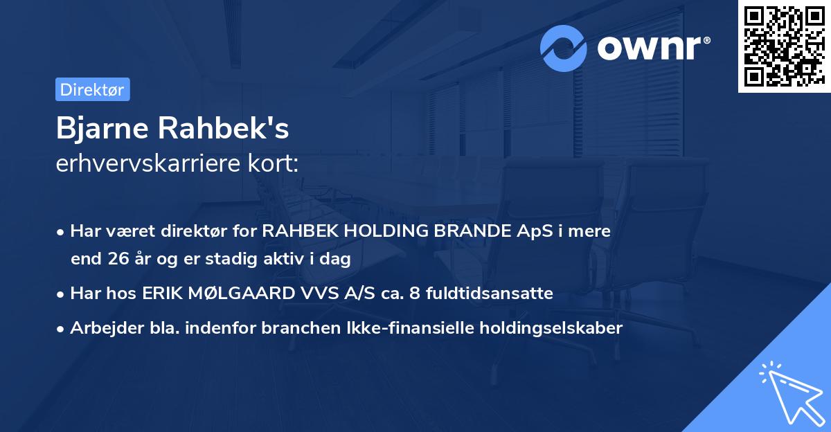 Bjarne Rahbek's erhvervskarriere kort