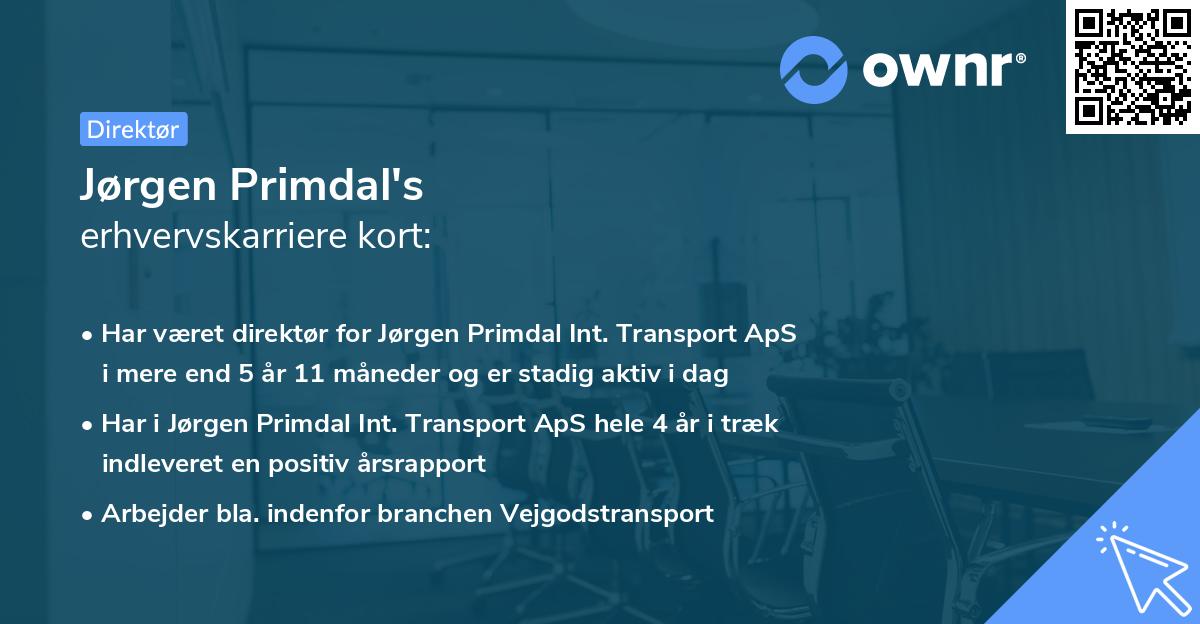 Jørgen Primdal's erhvervskarriere kort