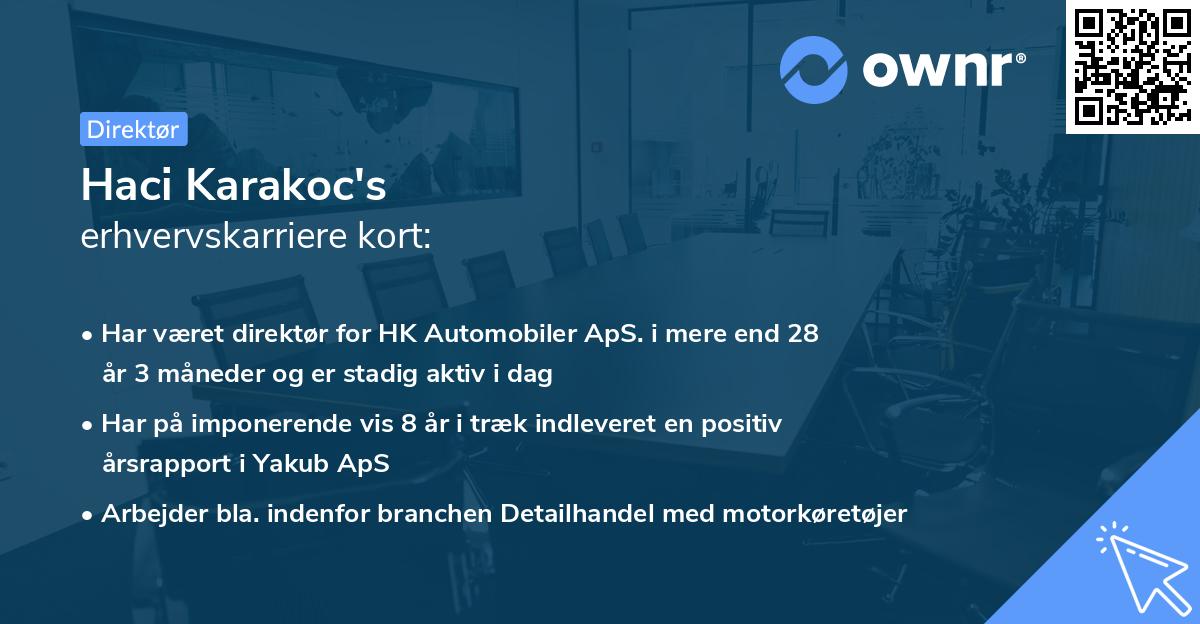 Haci Karakoc's erhvervskarriere kort
