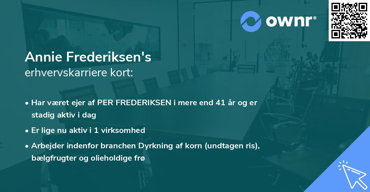 Annie Frederiksen's erhvervskarriere kort