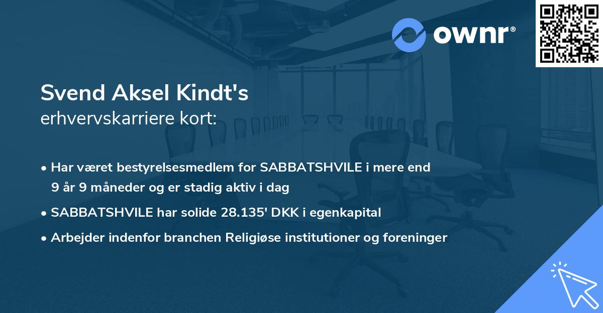 Svend Aksel Kindt's erhvervskarriere kort