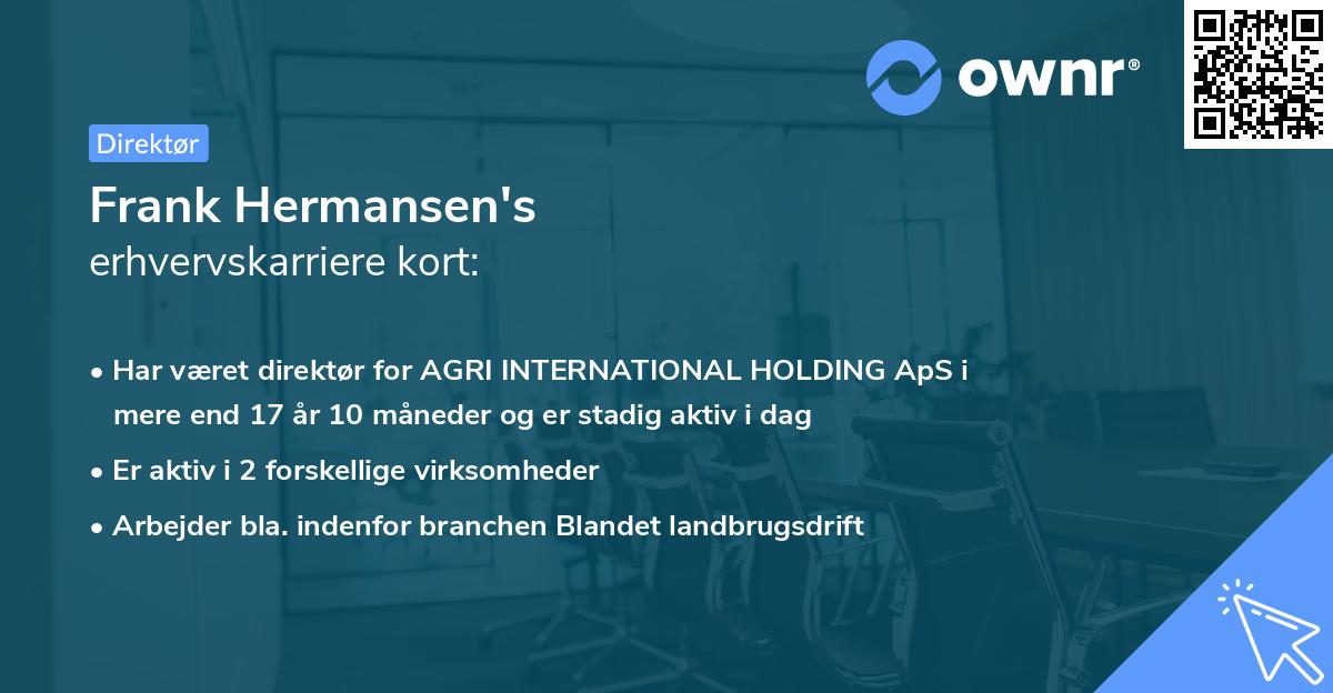 Frank Hermansen's erhvervskarriere kort