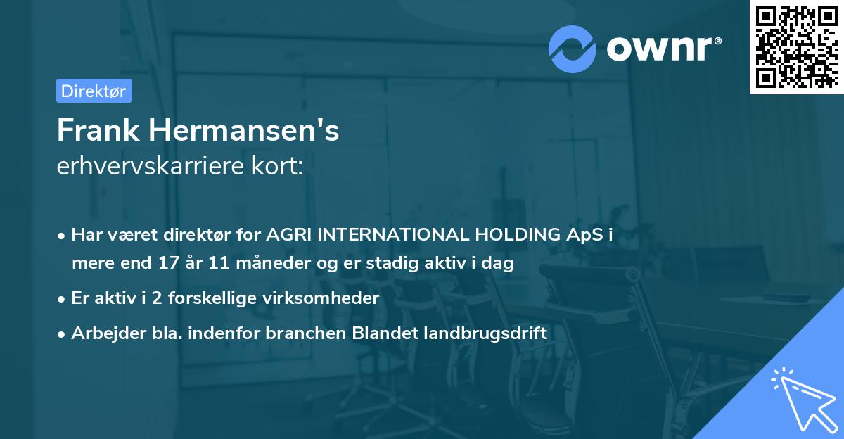 Frank Hermansen's erhvervskarriere kort