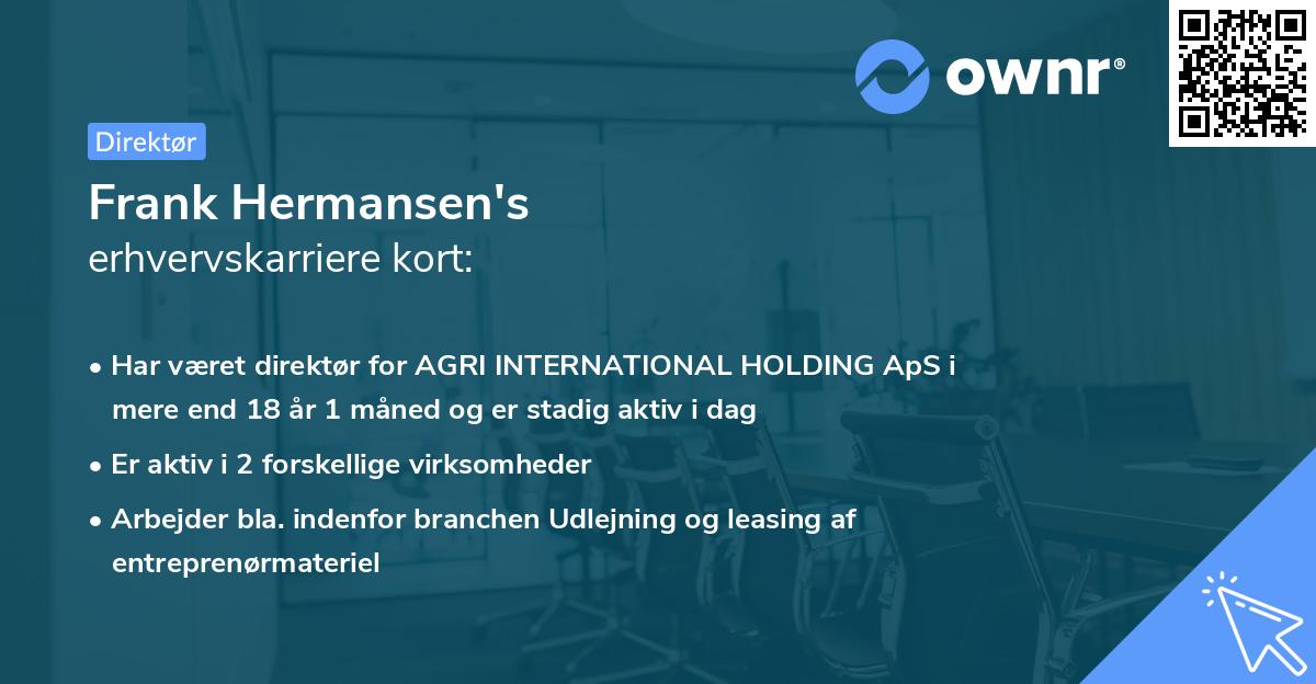 Frank Hermansen's erhvervskarriere kort