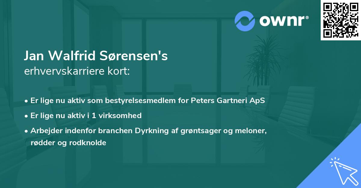 Jan Walfrid Sørensen's erhvervskarriere kort