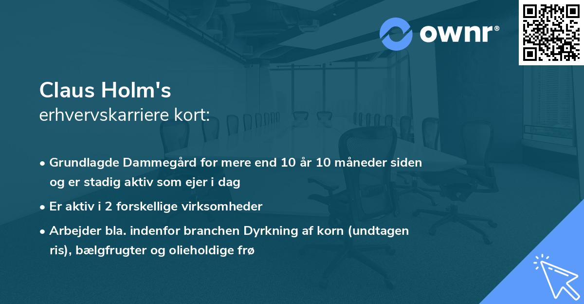 Claus Holm's erhvervskarriere kort