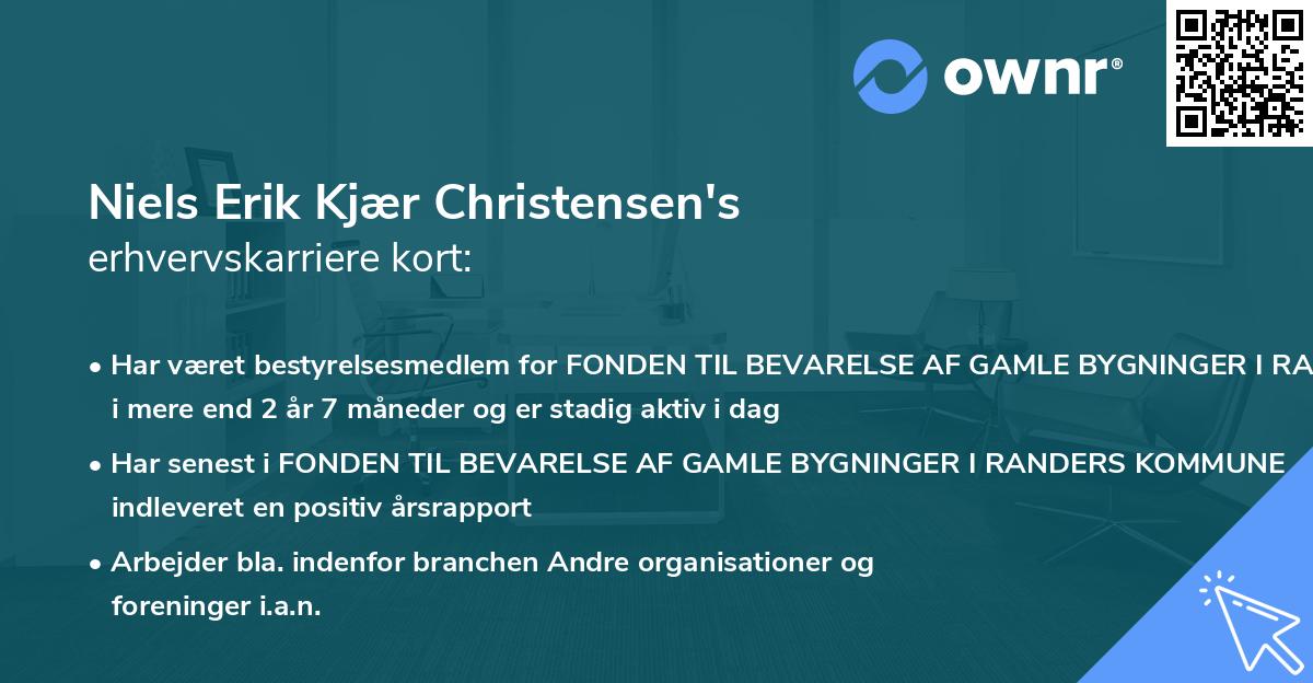 Niels Erik Kjær Christensen's erhvervskarriere kort