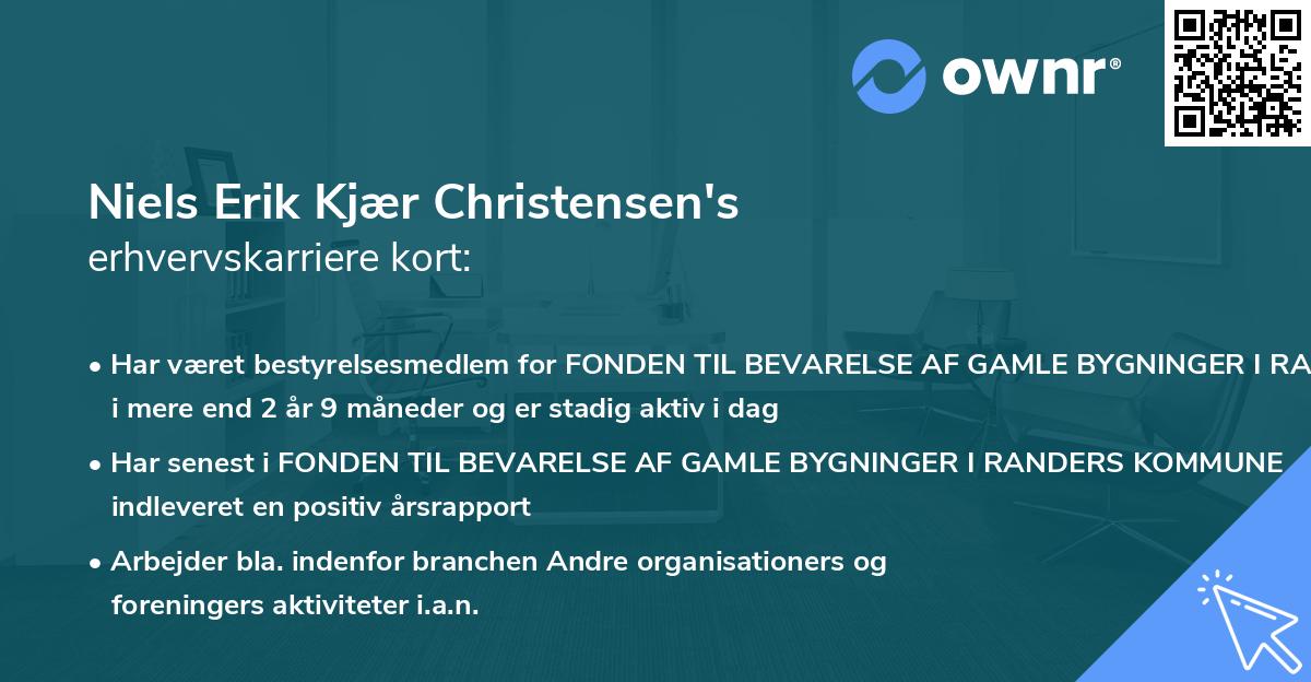 Niels Erik Kjær Christensen's erhvervskarriere kort