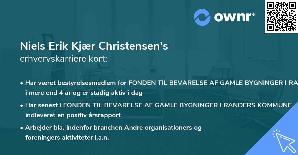 Niels Erik Kjær Christensen's erhvervskarriere kort