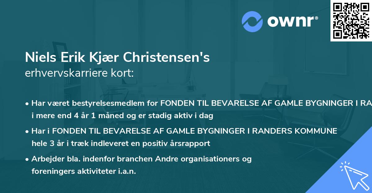 Niels Erik Kjær Christensen's erhvervskarriere kort
