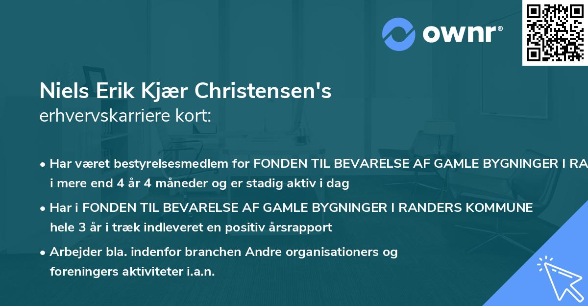 Niels Erik Kjær Christensen's erhvervskarriere kort