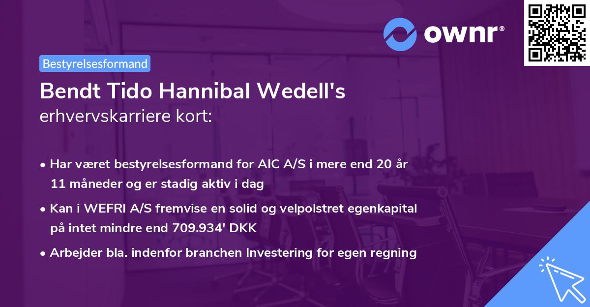 Bendt Tido Hannibal Wedell's erhvervskarriere kort