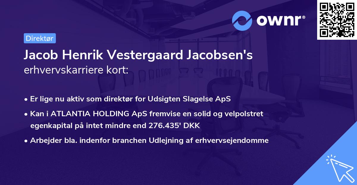 Jacob Henrik Vestergaard Jacobsen's erhvervskarriere kort