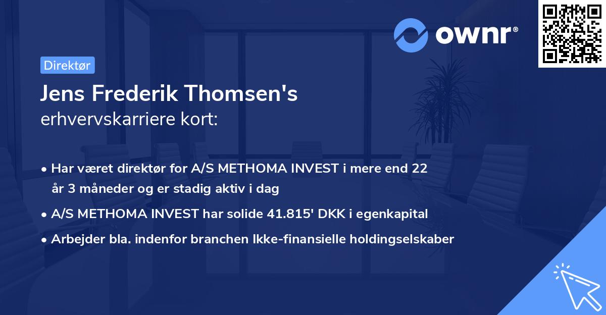 Jens Frederik Thomsen's erhvervskarriere kort