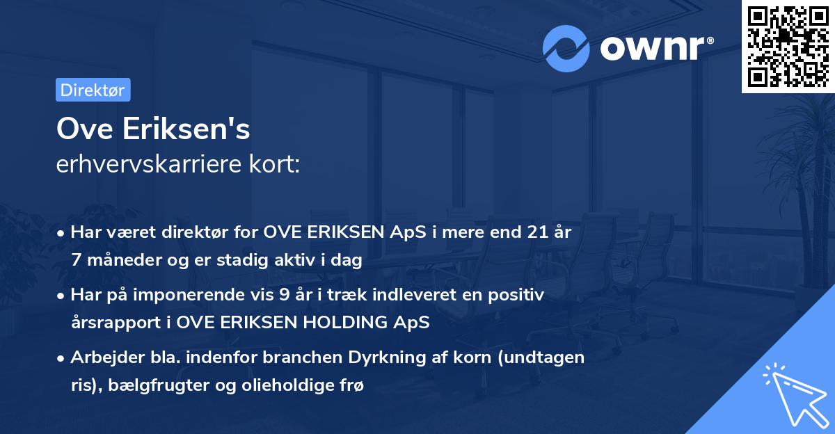 Ove Eriksen's erhvervskarriere kort