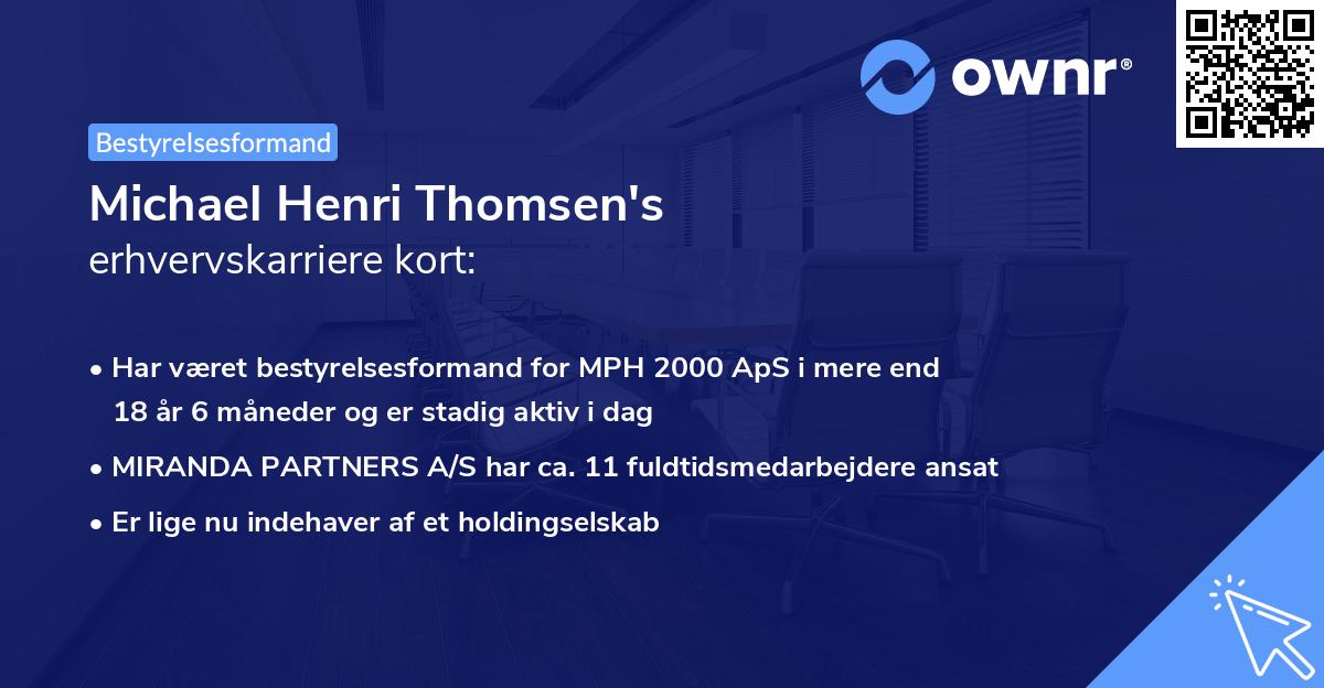 Michael Henri Thomsen's erhvervskarriere kort