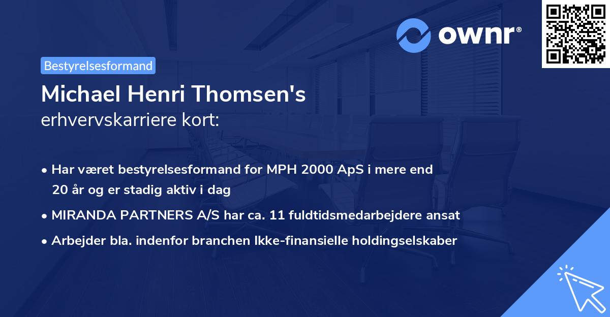 Michael Henri Thomsen's erhvervskarriere kort