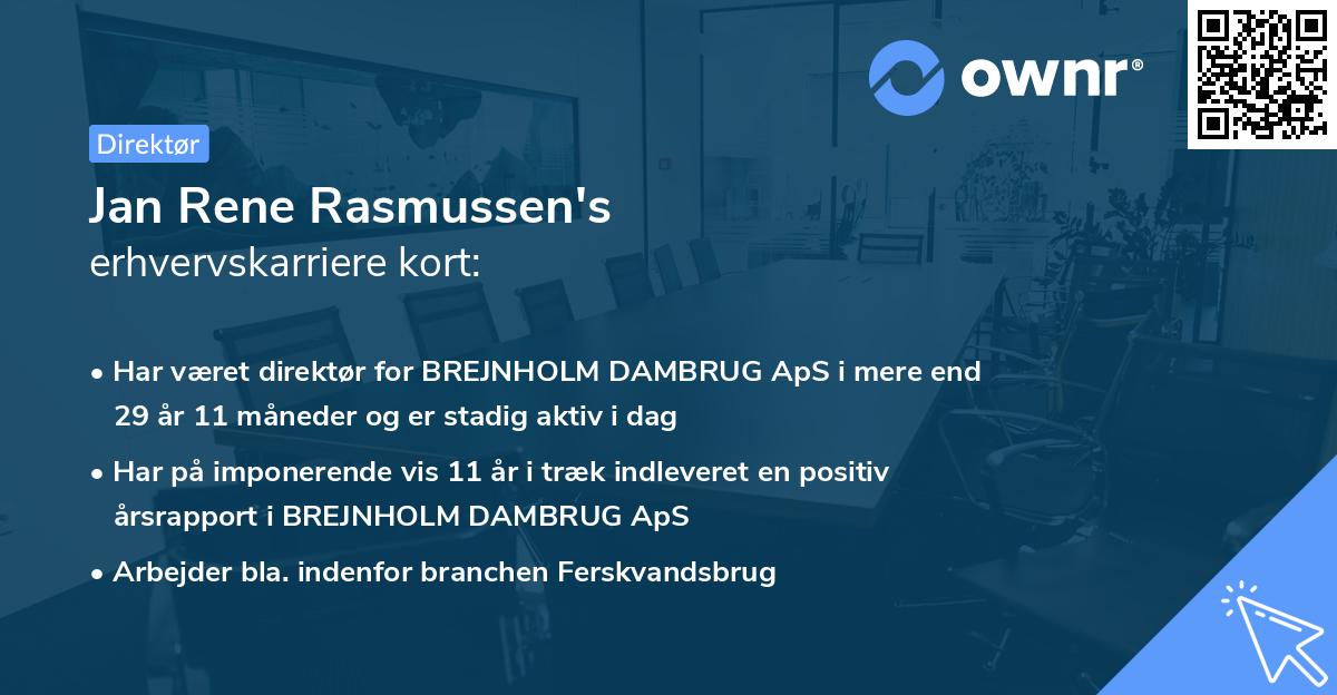 Jan Rene Rasmussen's erhvervskarriere kort
