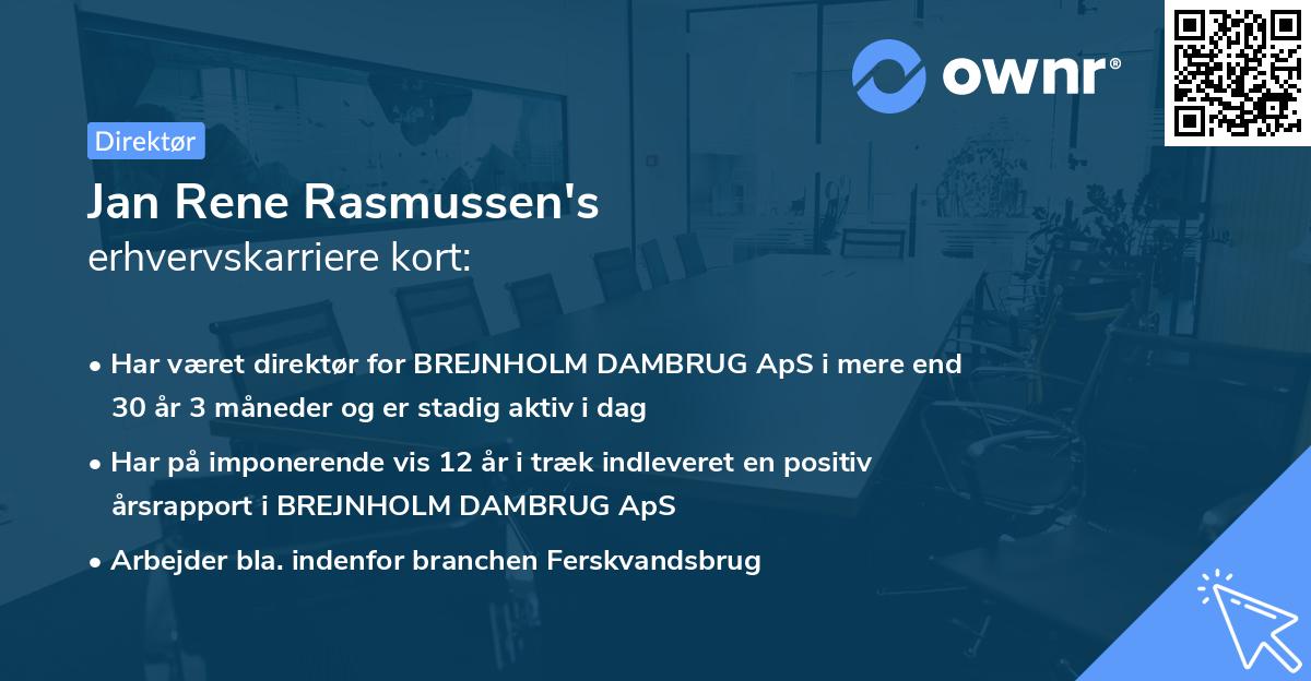 Jan Rene Rasmussen's erhvervskarriere kort
