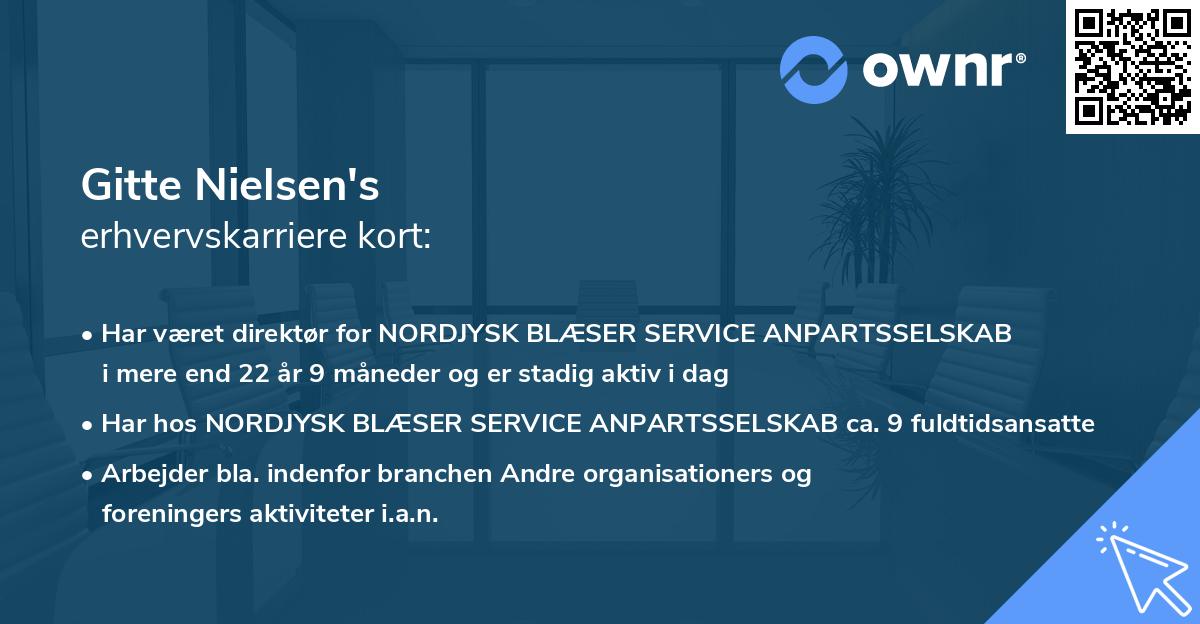 Gitte Nielsen's erhvervskarriere kort