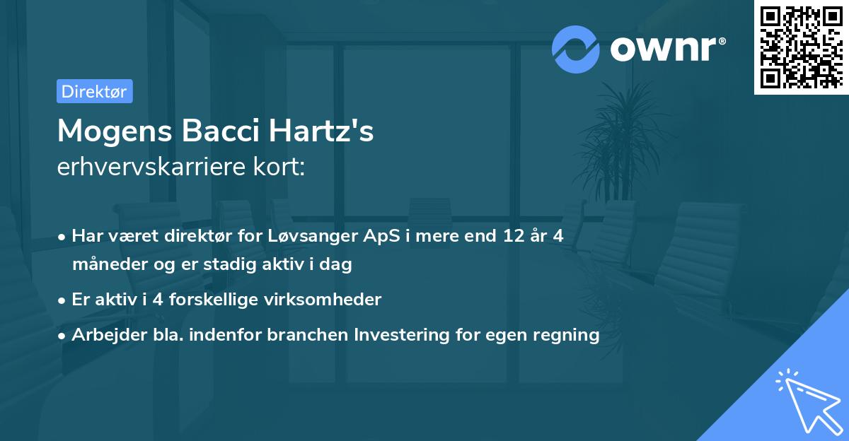 Mogens Bacci Hartz's erhvervskarriere kort