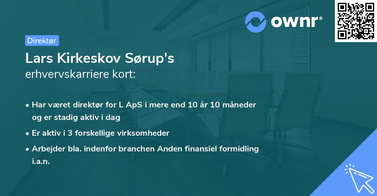 Lars Kirkeskov Sørup's erhvervskarriere kort