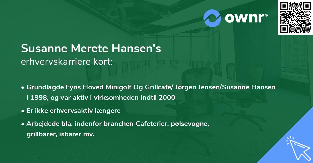 Susanne Merete Hansen's erhvervskarriere kort