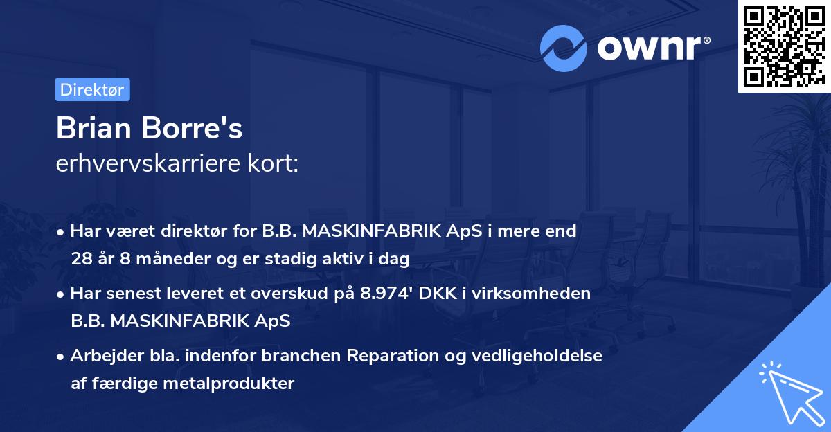 Brian Borre's erhvervskarriere kort