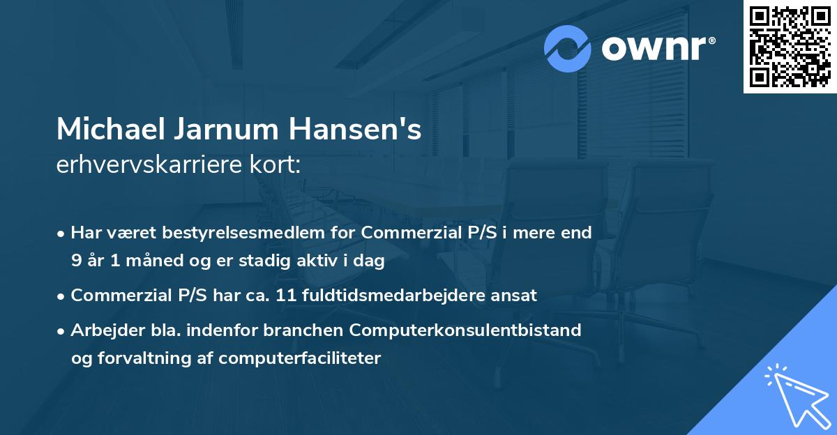 Michael Jarnum Hansen's erhvervskarriere kort