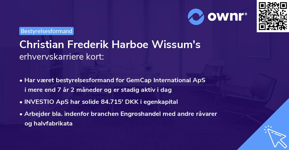Christian Frederik Harboe Wissum's erhvervskarriere kort