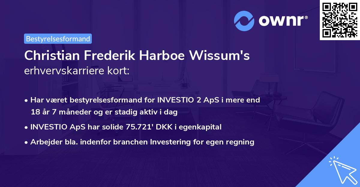 Christian Frederik Harboe Wissum's erhvervskarriere kort