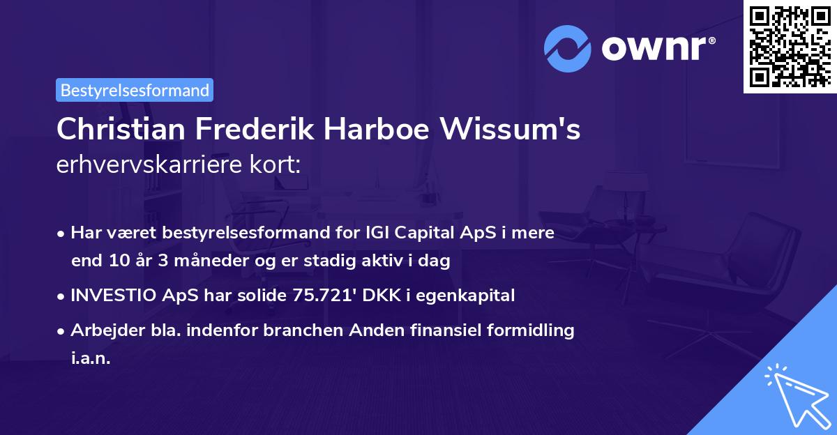 Christian Frederik Harboe Wissum's erhvervskarriere kort