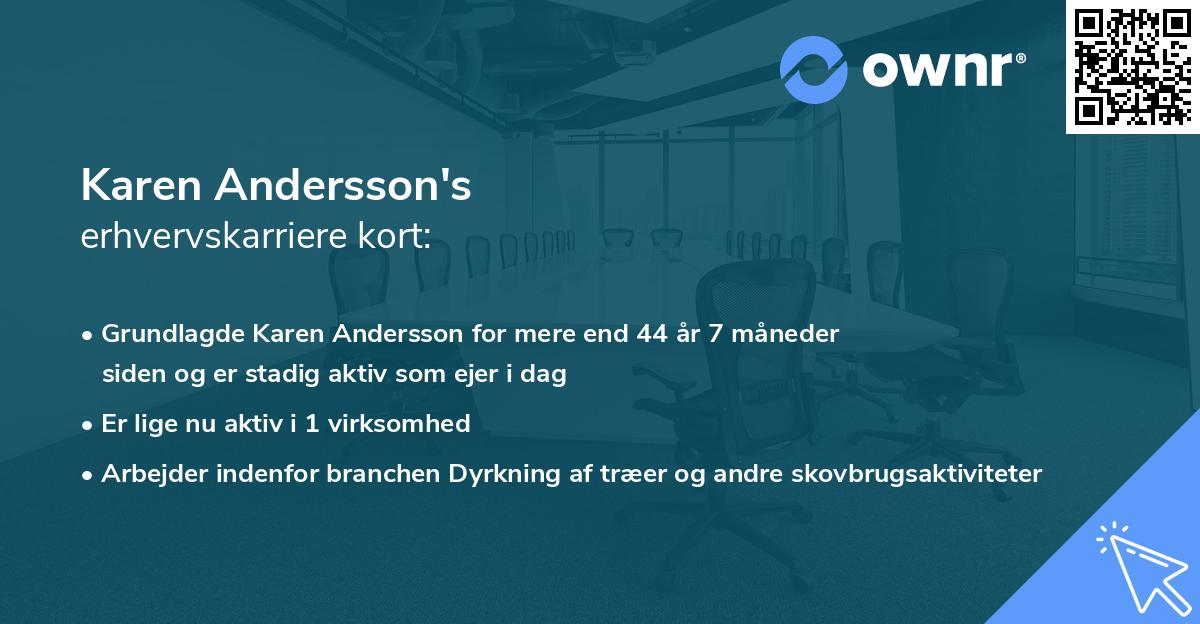 Karen Andersson's erhvervskarriere kort
