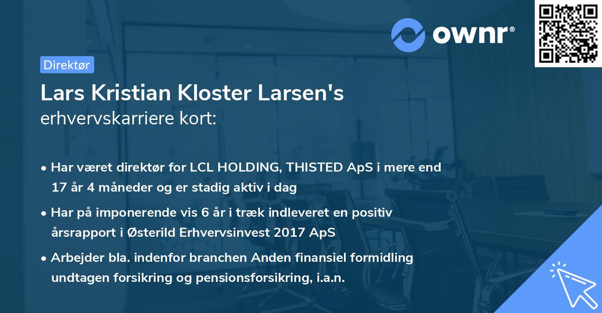 Lars Kristian Kloster Larsen's erhvervskarriere kort