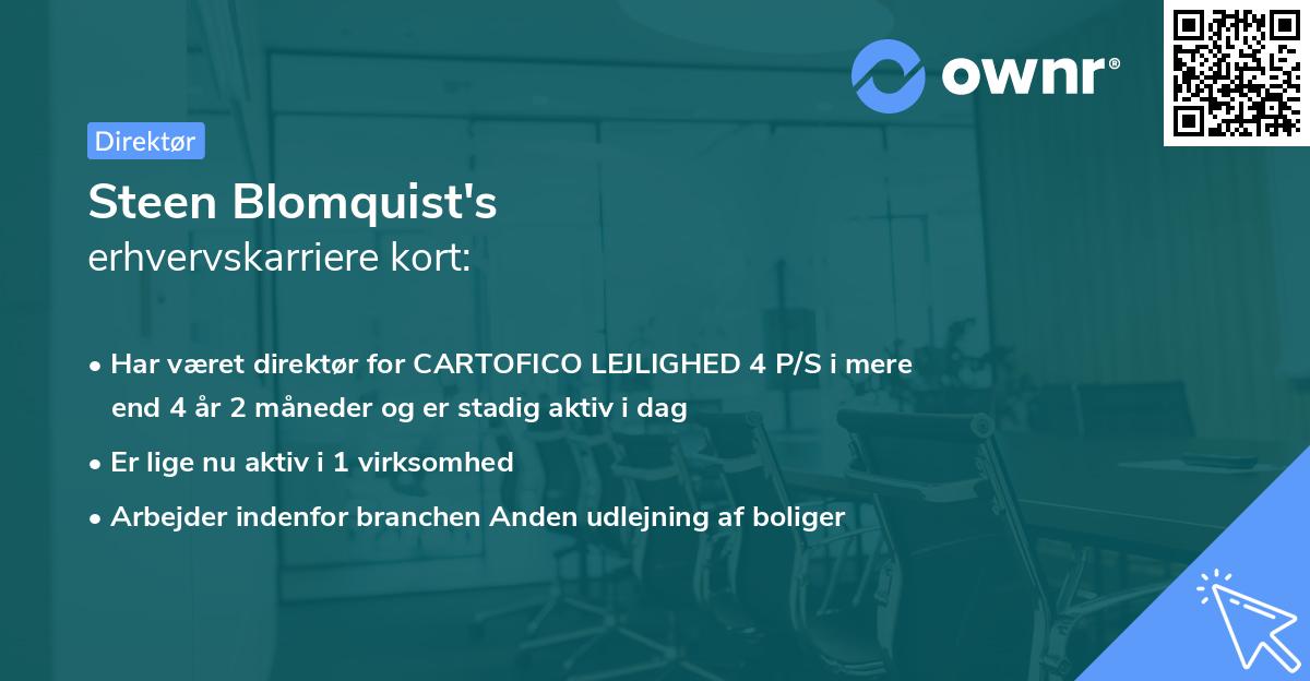 Steen Blomquist's erhvervskarriere kort