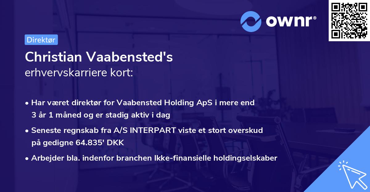 Christian Vaabensted's erhvervskarriere kort