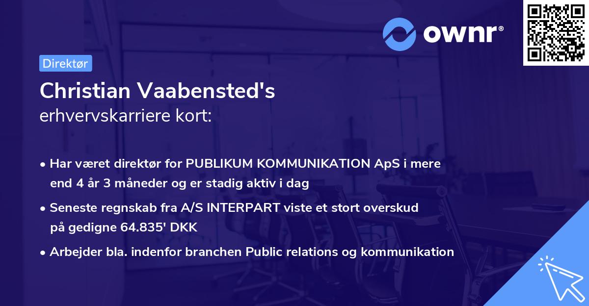 Christian Vaabensted's erhvervskarriere kort