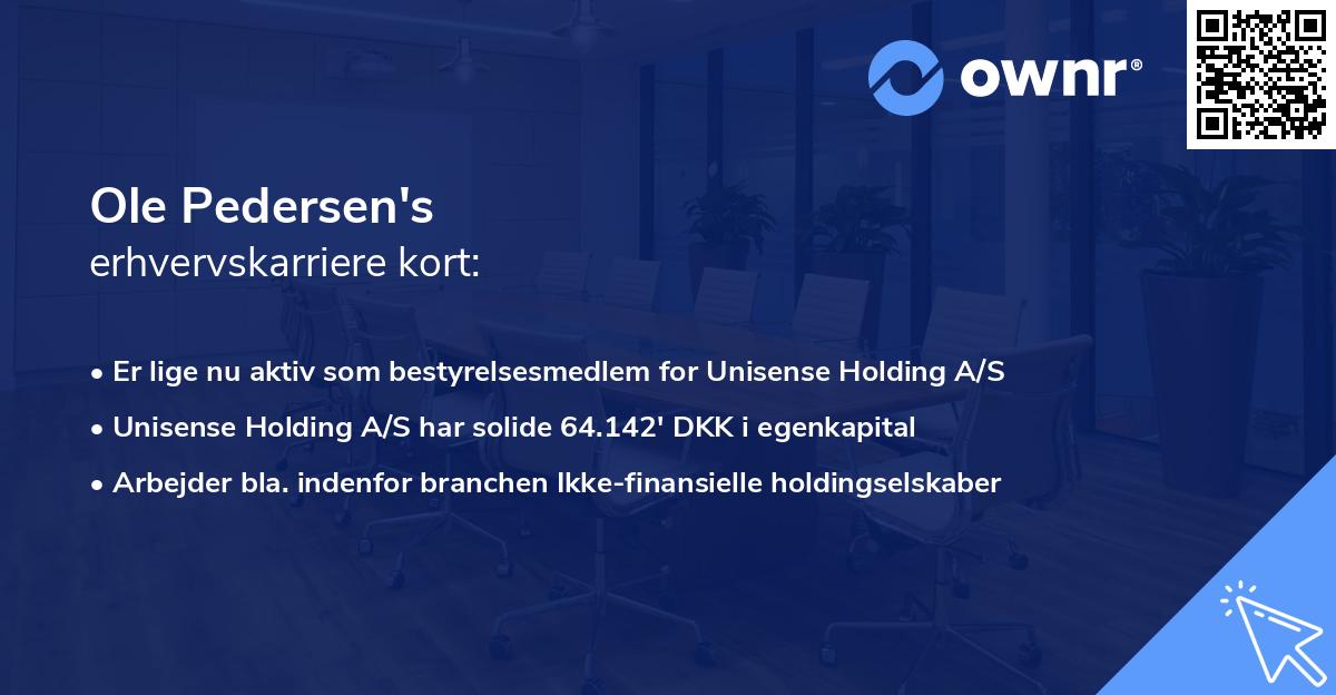 Ole Pedersen's erhvervskarriere kort