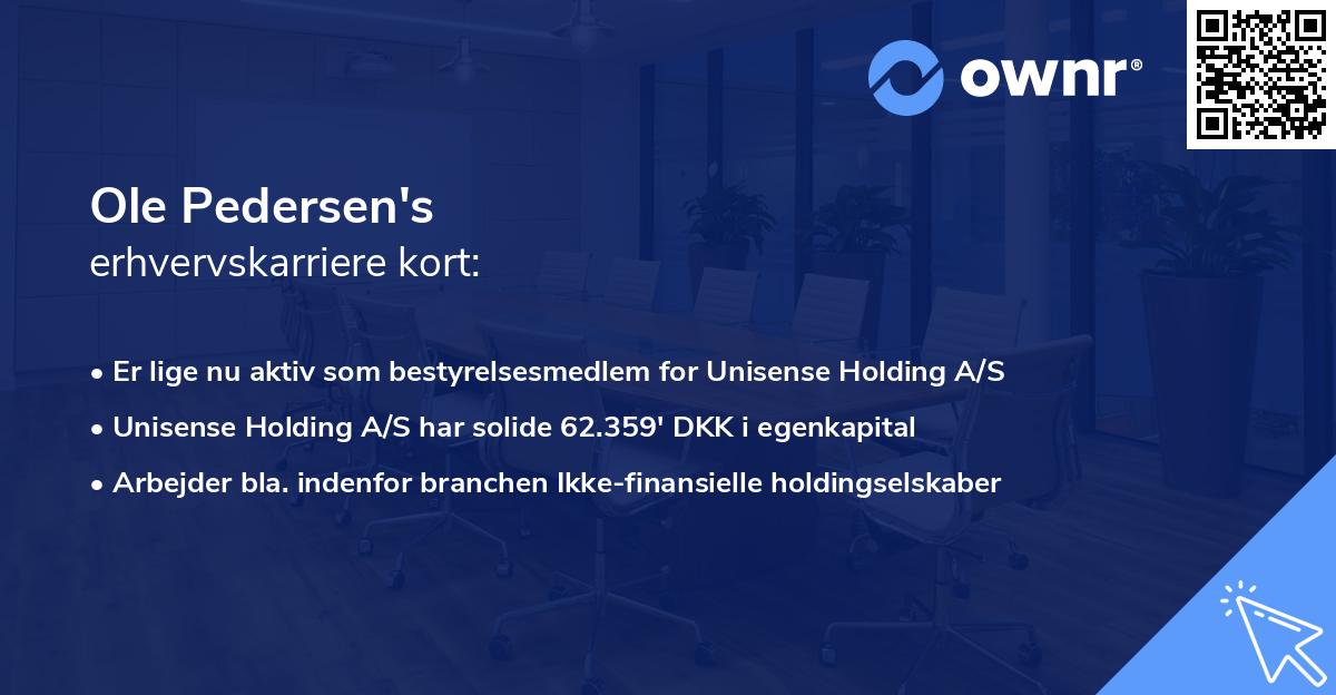 Ole Pedersen's erhvervskarriere kort