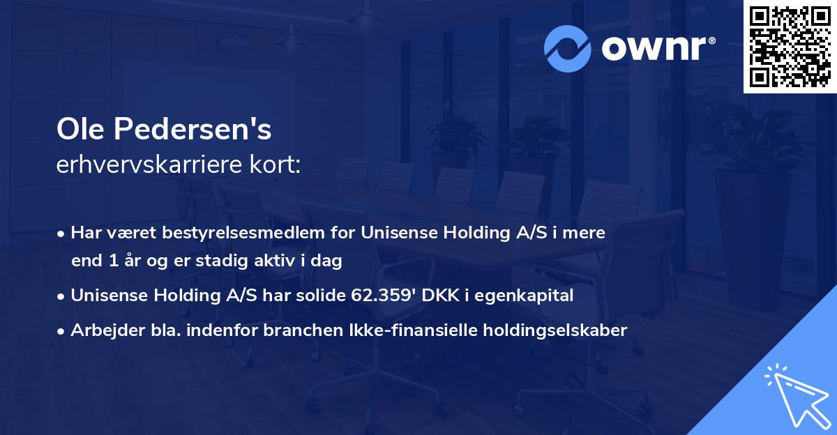 Ole Pedersen's erhvervskarriere kort