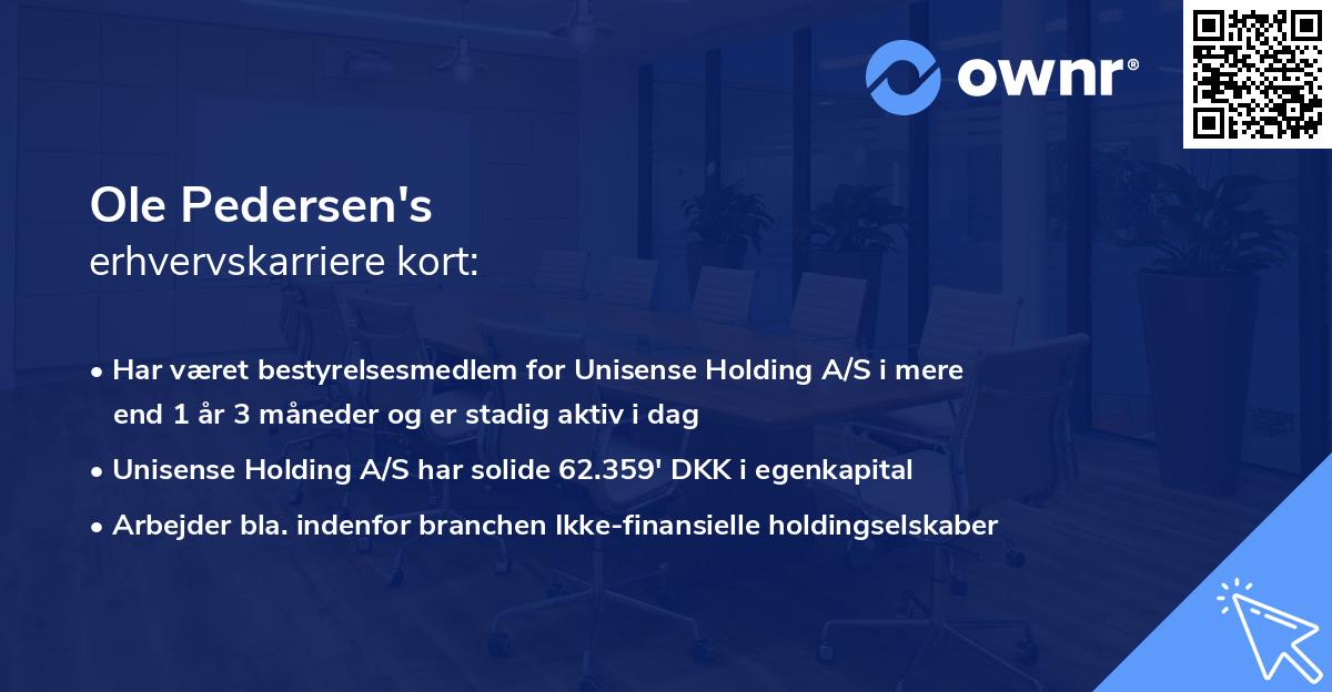 Ole Pedersen's erhvervskarriere kort