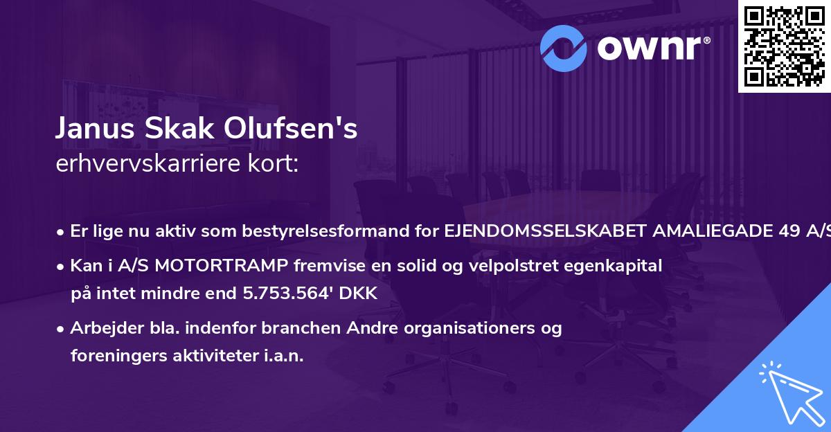 Janus Skak Olufsen's erhvervskarriere kort