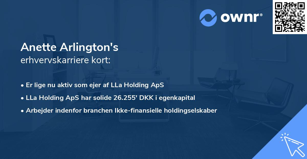Anette Arlington's erhvervskarriere kort